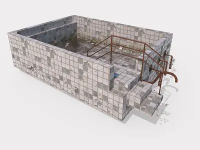 Old Worn Swimming Pool 3D model