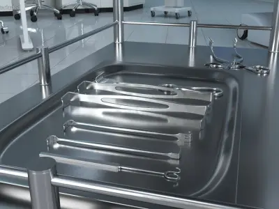  Medical Cart with Anatomical Models and Instruments 