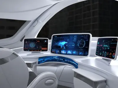 Future high -speed train cockpit 3D model