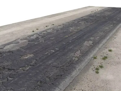 Damaged asphalt road Low-poly 3D model