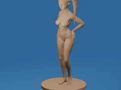 Blue Head Tail Alien Woman Nude 3D print model