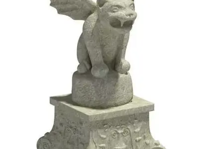 Gargoyle On Stone Pedestal 3D model