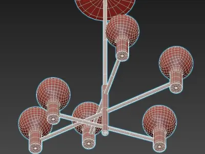 Helix-Chandelier-Gold six light chandelier in brass with glas... 3D model