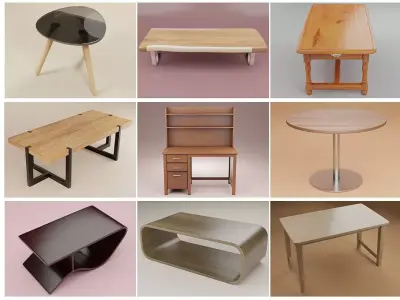 Table collection Set of 10   3D Model Pack