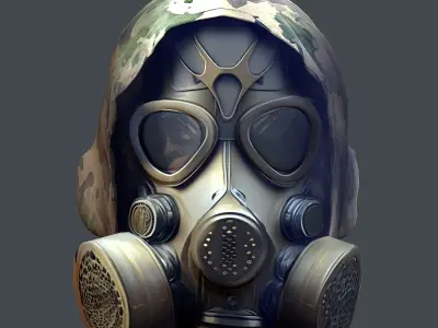 Gas mask helmet 3d model military combat Low-poly Low-poly 3D model