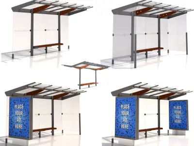 MMCite Regio Bus Shelter Collection 3D model
