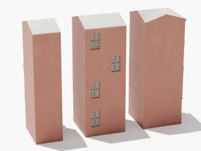 Building modular european old id 3 Low-poly 3D model