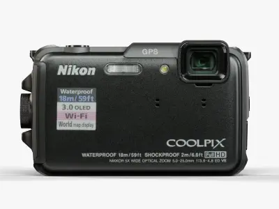 Nikon Coolpix AW110 rugged and proof digital camera Low-poly 3D model