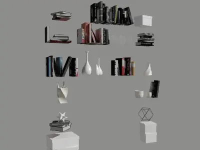 Shelf and books decor Collection 3D model
