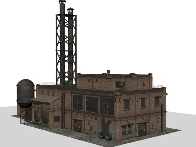 Old Factory Low-poly 3D model Low-poly