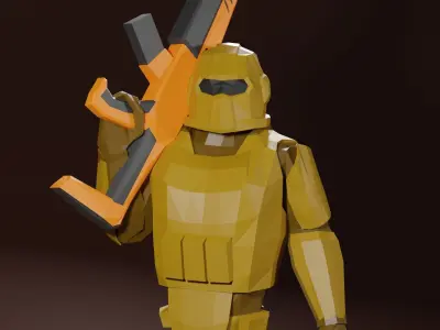Sci - Fi Marine Low Poly for AR and VR Low-poly 3D model