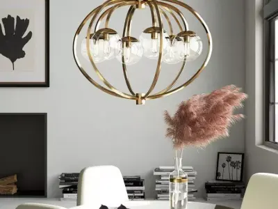 Bynoe 6 - Light Unique Globe Chandelier - 2 Colour 3D model