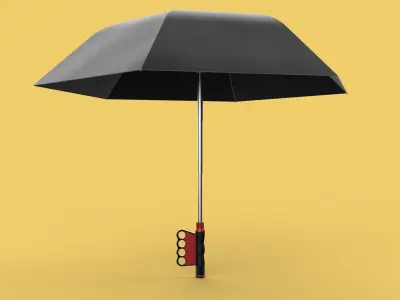 FLASHLIGHT ERGO UMBRELLA SAFE FINGERHOLE GRIP TEXTING RAIN TORCH 3D model