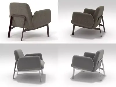 Easy four lounge chairs 3D model