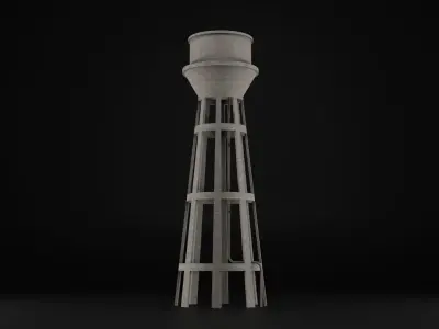 Water Tower Low-poly 3D model 10