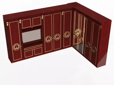 Classic Wardrobe Furniture 0403 Wood Low-poly 3D model