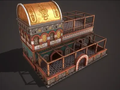 Roman Medieval Tavern Low-poly 3D model