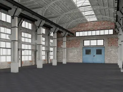 Old Warehouse interior and exterior 4 3D model