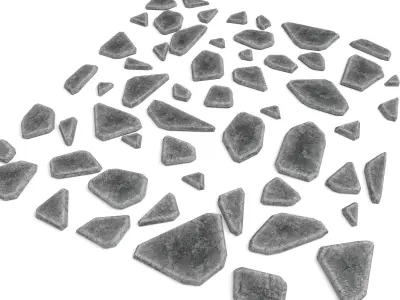 stone pathway 3 types 3D model Low-poly 3D model