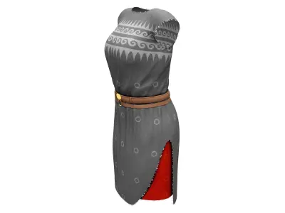 Torn Edges Side Slits Tribal Dress Low-poly 3D model