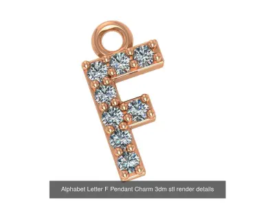 Alphabet Letter A to Z - 26 Pendant Charms 3dm stl render detail 3D Model Pack
