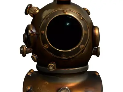 Vintage Brass Diving Helmet Prop Low-poly 3D model