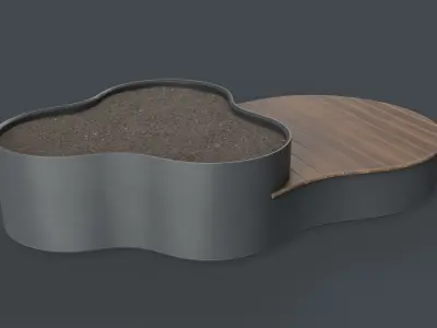 Modern Outdoor Bench 112 PBR Game Ready Low-poly 3D model