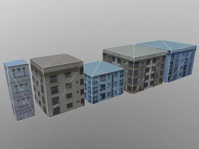 5 apartment with one texture Low-poly 3D model