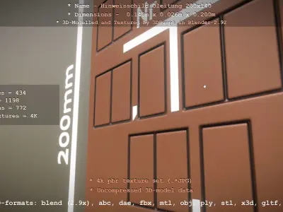 Hinweisschild Oelleitung 200x140mm Low-poly 3D model