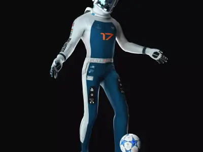 astronout astronaut with soccer ball Low-poly 3D model