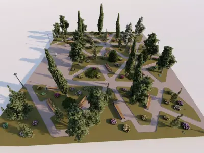 public park-Private Park Landscape 3D model
