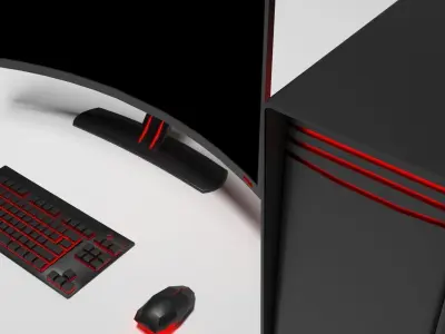 Computer Full Set Low-poly 3D model