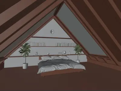 ATTIC BEDROOM - A Frame 3D model
