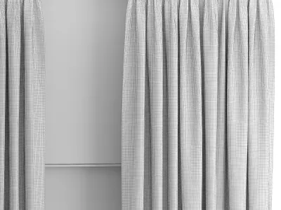 Beige Linen Curtains 3D model