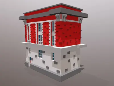 Fire Station Low Poly Low-poly 3D model
