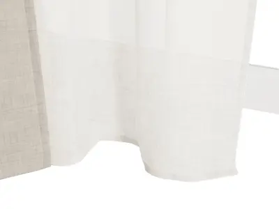 Linen Curtain with Tulle and Roman Blinds set 05 3D model