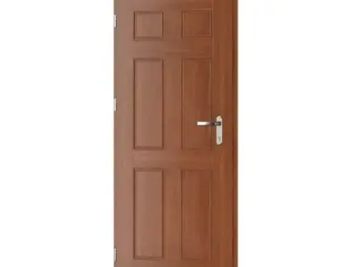 Wooden Door With Metal Handle 3D model