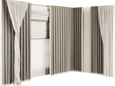 Silk and Cotton Curtain Low-poly 3D model