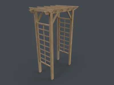 PBR Wooden Arbour Garden Arch D Low-poly 3D model