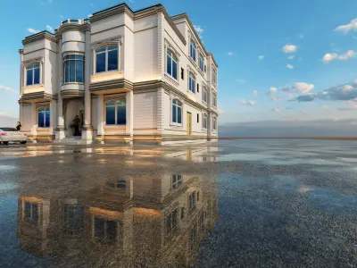 Neo-Classical Villa 3D Model - Revit-FBX-DWG-D5 Ready 3D model