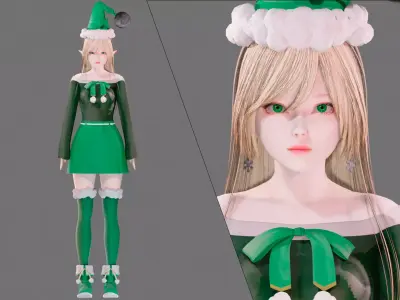 Christmas elf - UE5 - Unity - Blender - Animated Low-poly 3D model