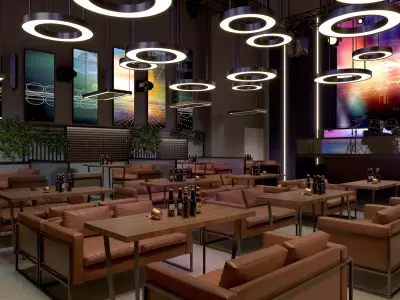 Restaurant Cafe Bar Pub Scene Render Ready 3D model