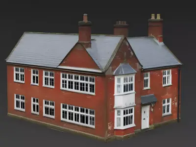 Classic Weathered Red Brick Family House 3D Model Low-poly 3D model