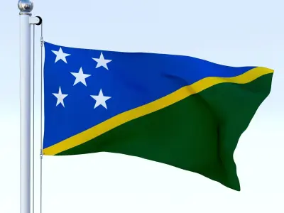 Animated Solomon Islands Flag Low-poly 3D model