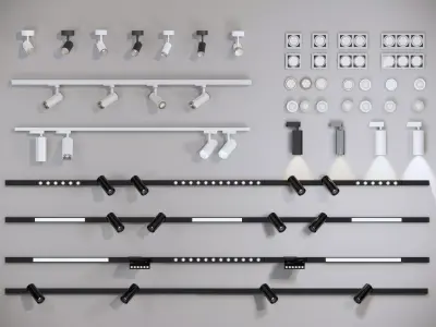Modern downlights-spotlights-track lights 3D model