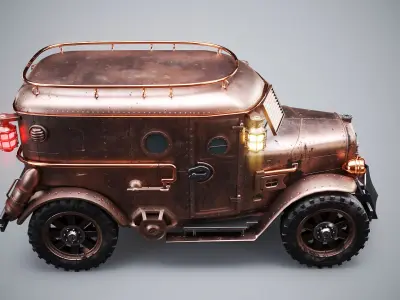  Steampunk Armored Van 3D Model LOD1 