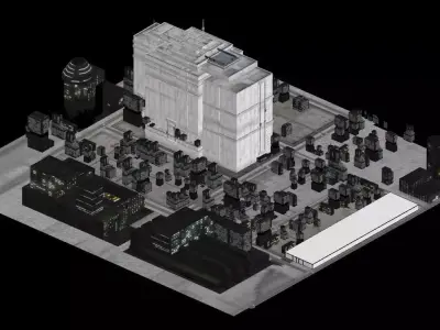 Sci-fi City Cityscape Urban Block Street Architectural  02 Low-poly 3D model