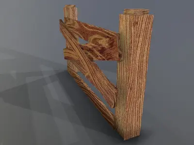 Wooden Fence  Low-poly 3D model