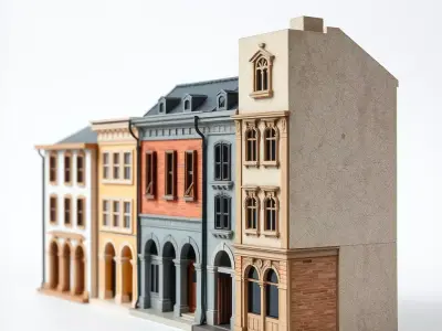 European Townhouse Facade model pack Low-poly 3D model