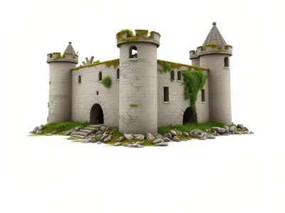 Medieval Castle Model Pack with Towers and Ivy Low-poly 3D model